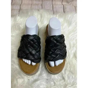 Blowfish Malibu Black Weave Platform Slides Women's Size 10 NEW